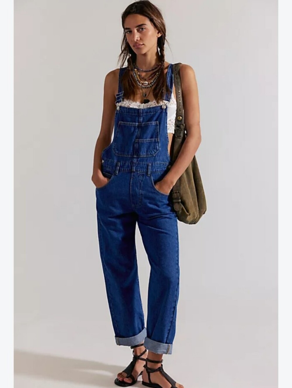 NEW! We The Free Ziggy Slouchy Denim Overalls Size L